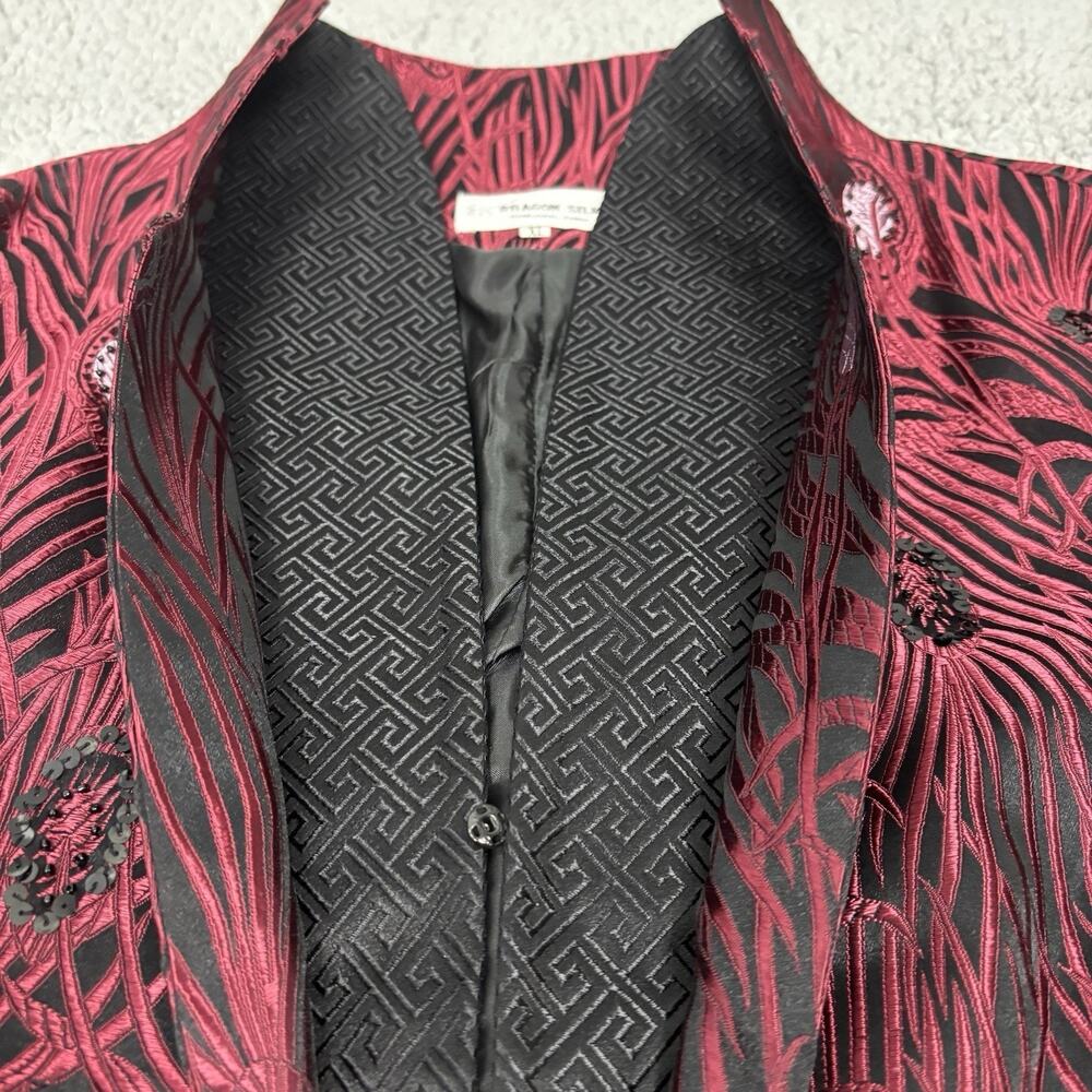 Dragon Silk Jacket Coat Womens Size XL Shanghai China Dark Red Black Vintage - Picture 15 of 16
